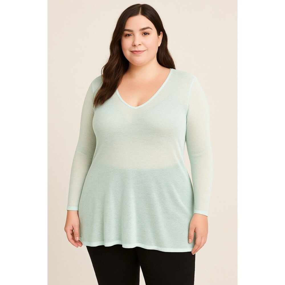 Old Navy V-Neck Sweater Light Blue Cotton Blend Knit Top XL‎ Lightweight Airy